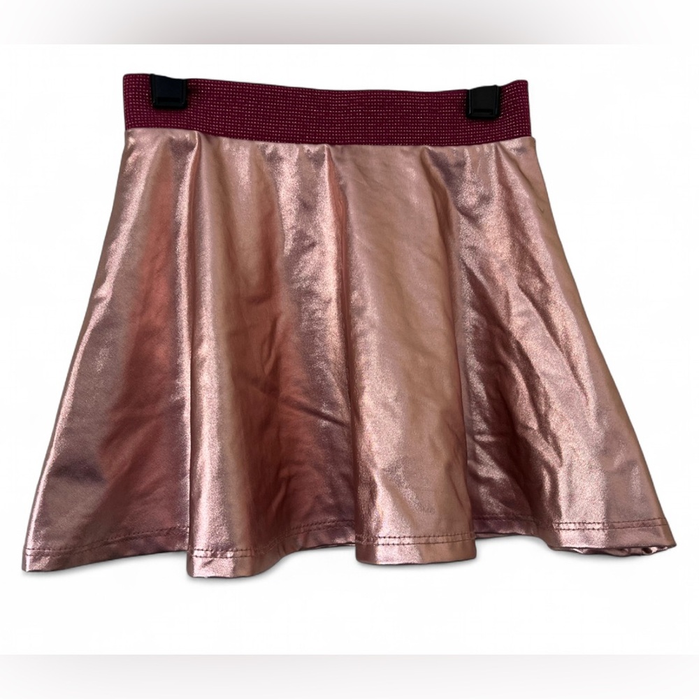 Size 4 Girl 365 Kids Rose Gold Pink Metallic Skater Skirt Flared Coquette Barbie